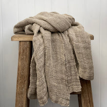 Load image into Gallery viewer, Leno Natural Knitted 100% Linen Throw/ Large Scarf
