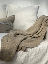 Load image into Gallery viewer, Leno Natural Knitted 100% Linen Throw/ Large Scarf
