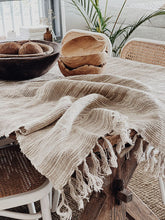 Load image into Gallery viewer, Oriel Ombre Linen Throw  Natural &amp; White
