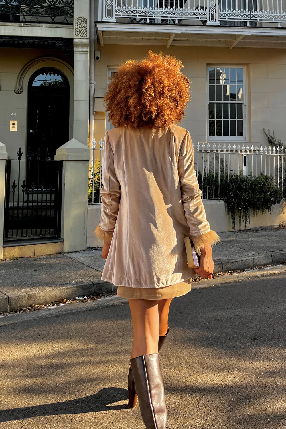 Sadie Blush Velvet Fur Jacket