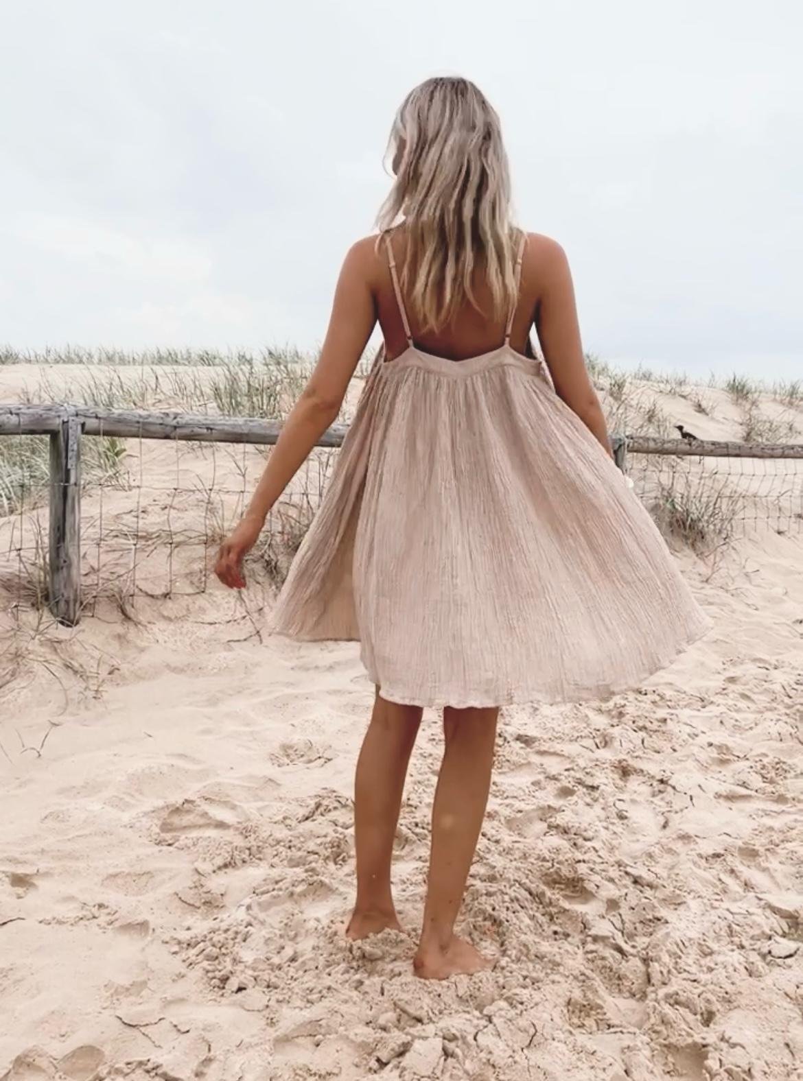 Bay Mini Dress Oyster - Desert to Ocean