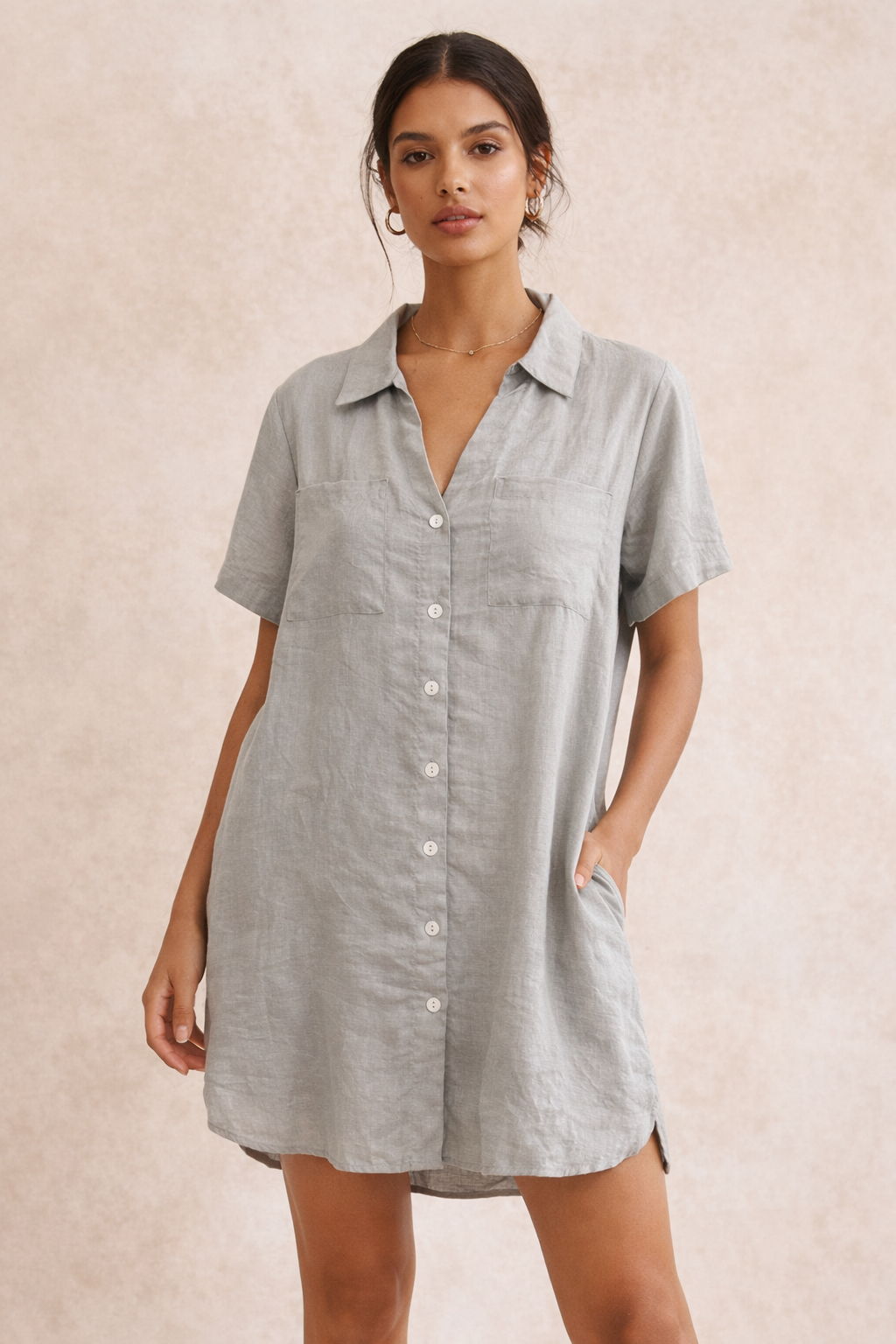 Grace Mini Shirtdress Oyster