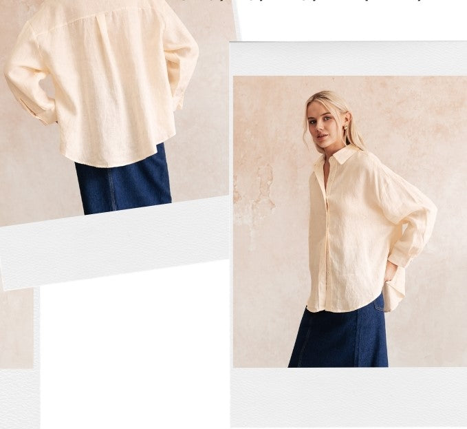 Buttons Up Linen Shirt Beige