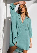 Load image into Gallery viewer, 3 Palms Shirtdress Sea Green
