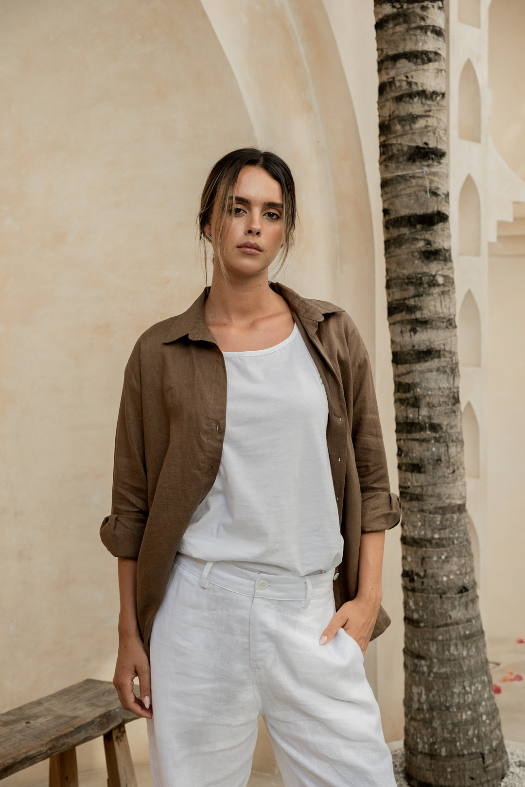 Palma Linen Shirt Cacao - Desert to Ocean
