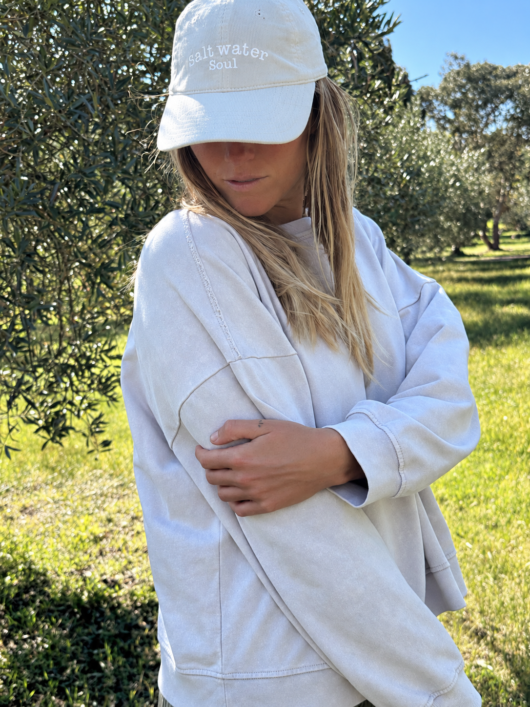 Saltwater Soul Cotton Corduroy Cap Ecru