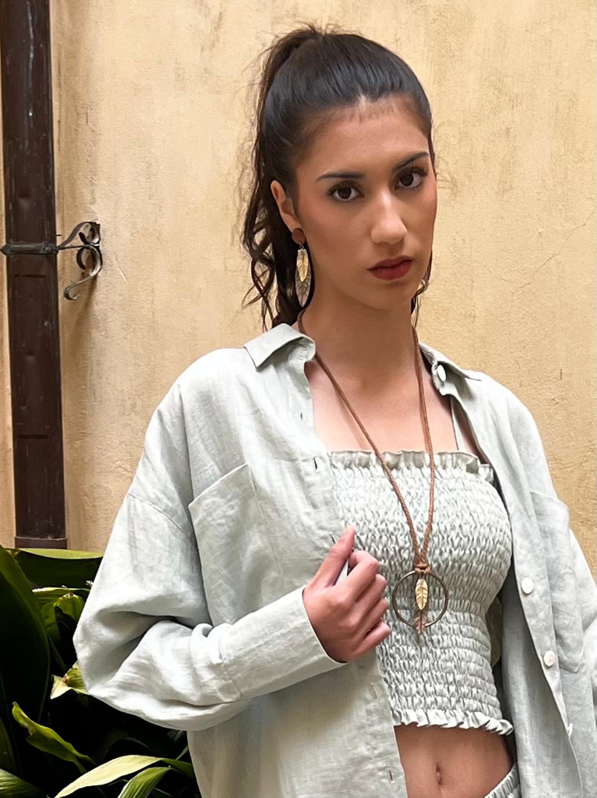 Cocos Linen Top Seafoam