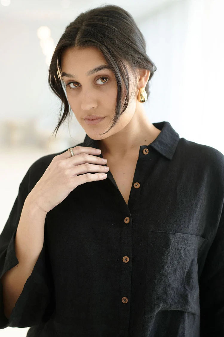 Fundamental Linen Shirt - Black