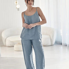 Load image into Gallery viewer, Fundamental Wide Leg Linen Pant Blue
