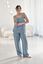 Load image into Gallery viewer, Fundamental Wide Leg Linen Pant Blue
