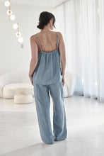 Load image into Gallery viewer, Fundamental Wide Leg Linen Pant Blue
