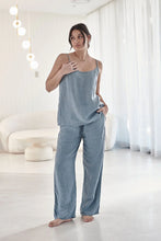 Load image into Gallery viewer, Fundamental Wide Leg Linen Pant Blue
