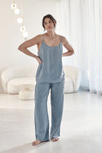 Load image into Gallery viewer, Fundamental Wide Leg Linen Pant Blue
