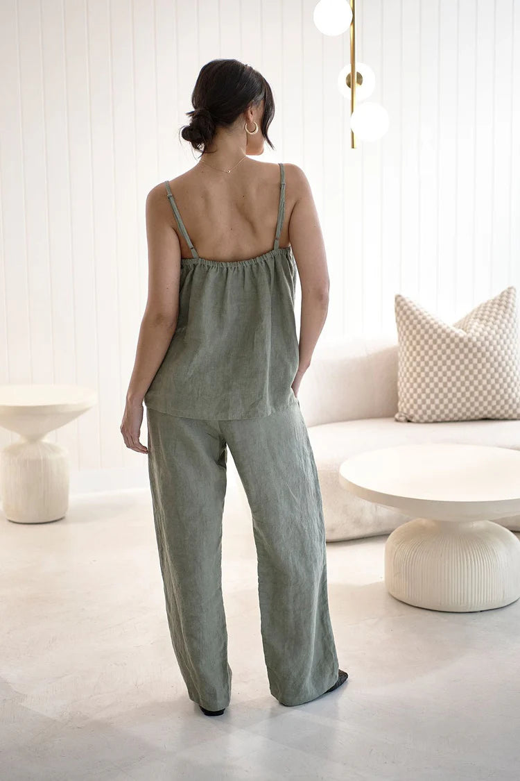Fundamental Linen Cami Pistachio - Desert to Ocean