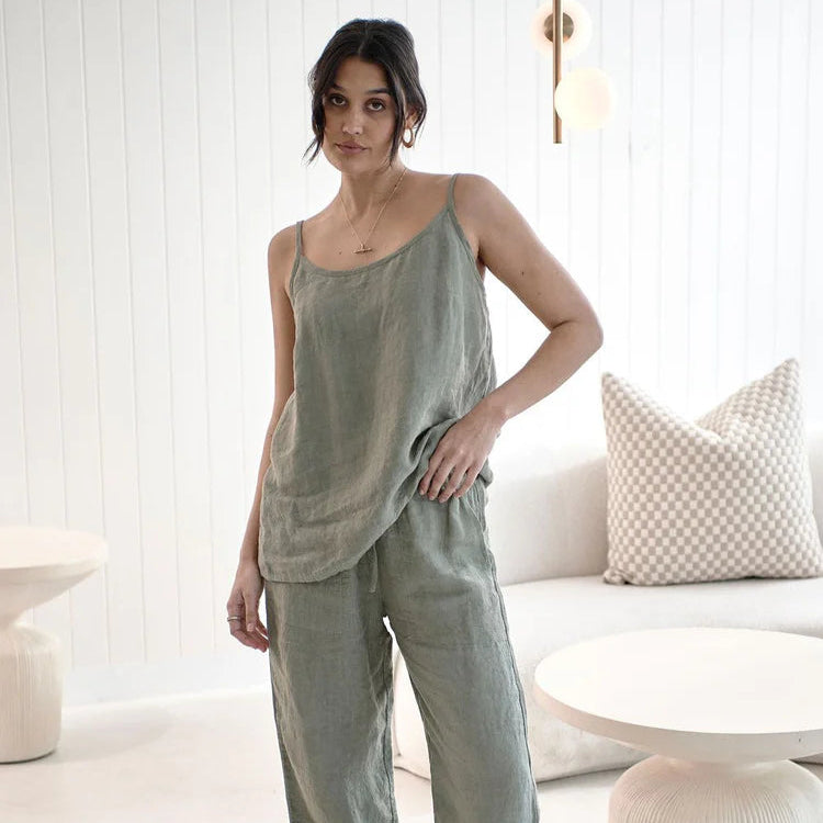 Fundamental Linen Cami Pistachio - Desert to Ocean