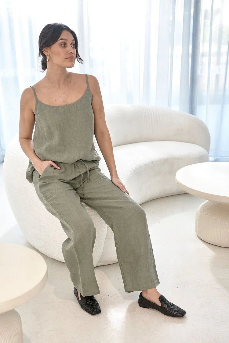 Fundamental Linen Cami Pistachio - Desert to Ocean