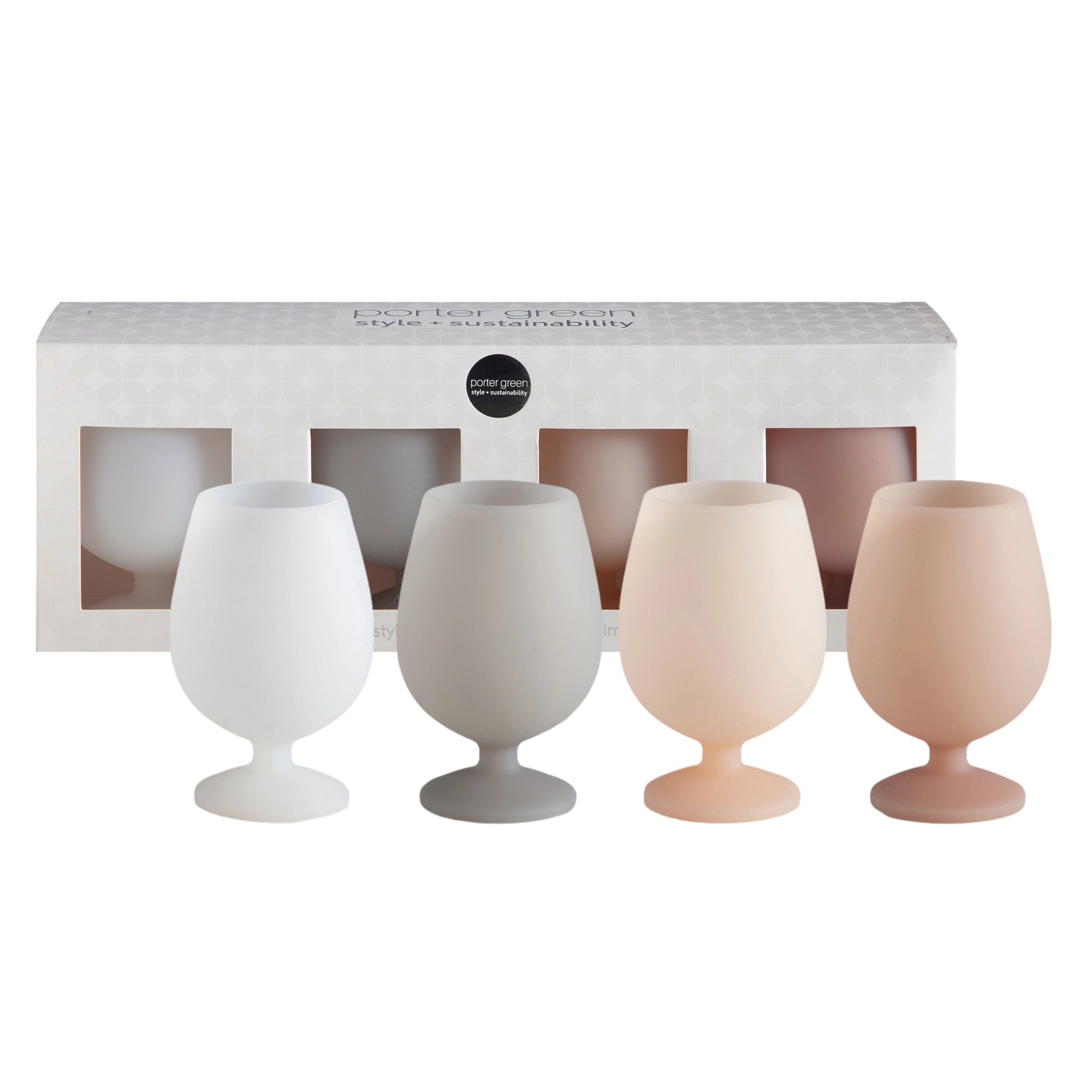 Holiday Frost Stemm Silicone Wine Glasses Set 4 - Desert to Ocean