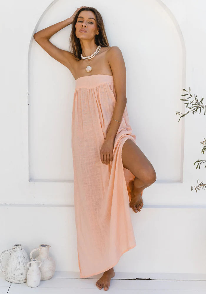 St Tropez Strapless Dress Grapefruit - Desert to Ocean