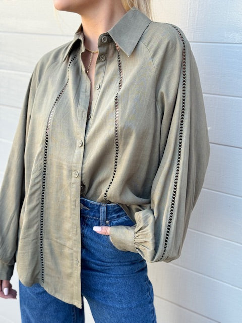 Gypsea Embroidered Blouse Sage