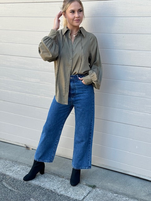 Gypsea Embroidered Blouse Sage