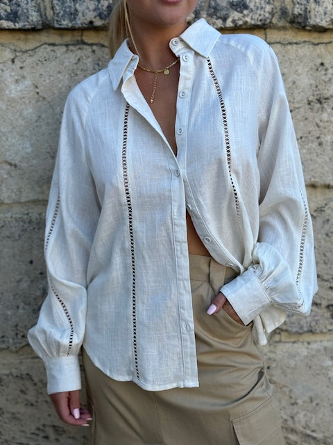 Gypsea Embroidered Blouse Cream