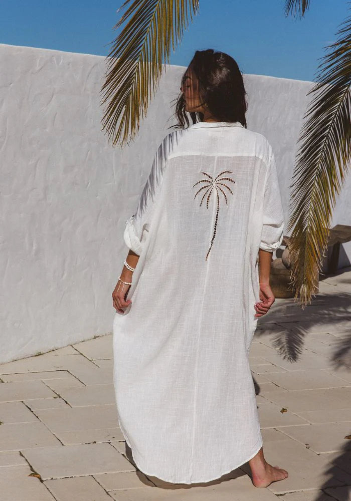 Palm Maxi Dress White