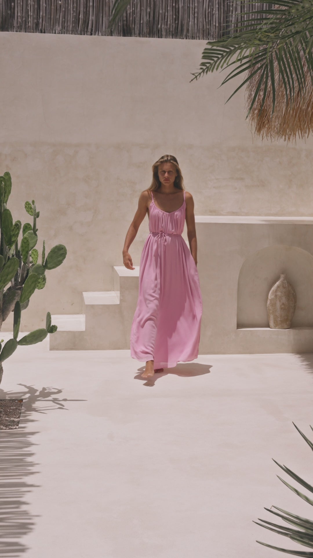 Load video: Solare Ecovero Maxi Slip Dress Gelato