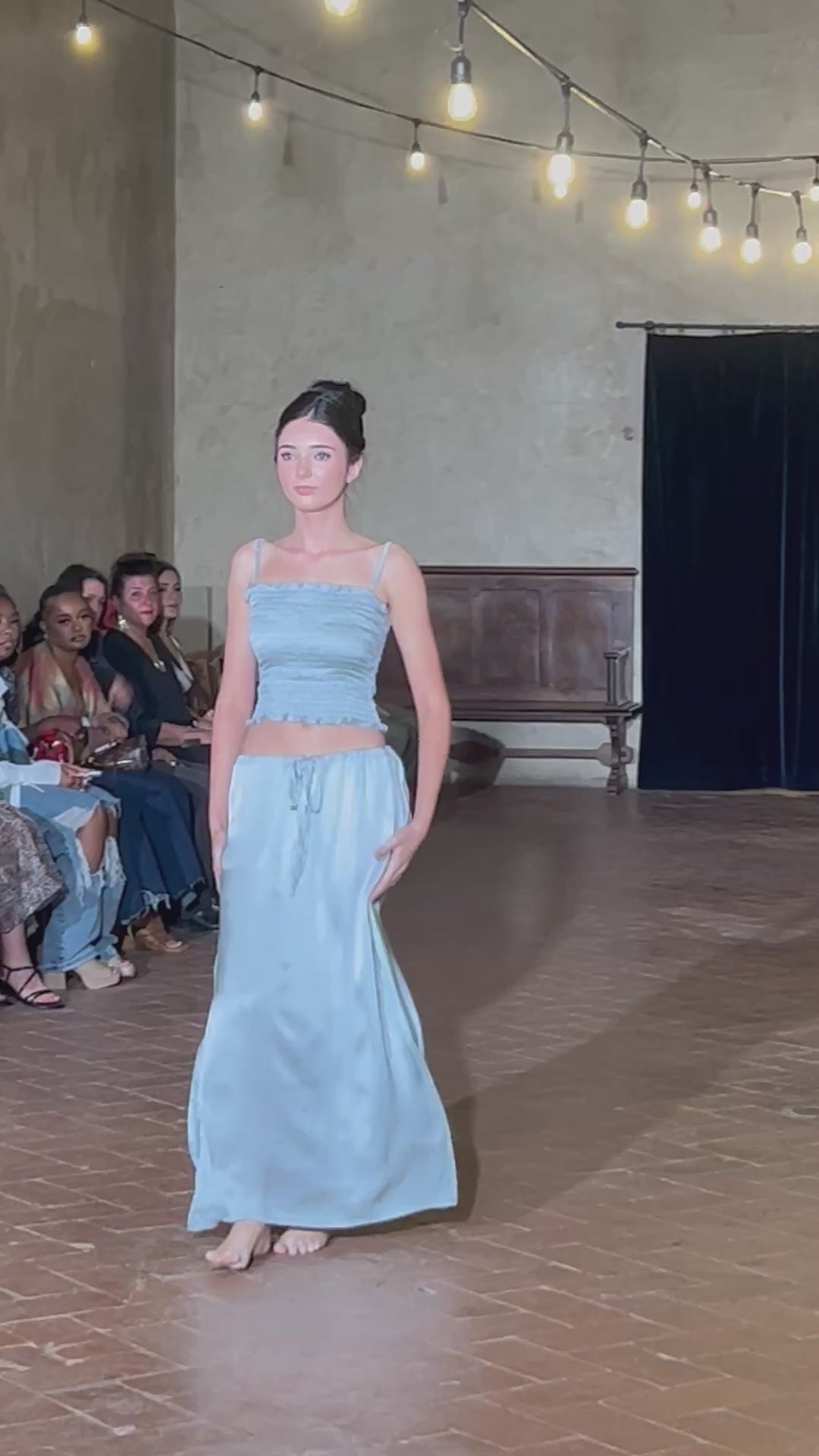 Load video: Castaway Maxi Slip Skirt Oyster