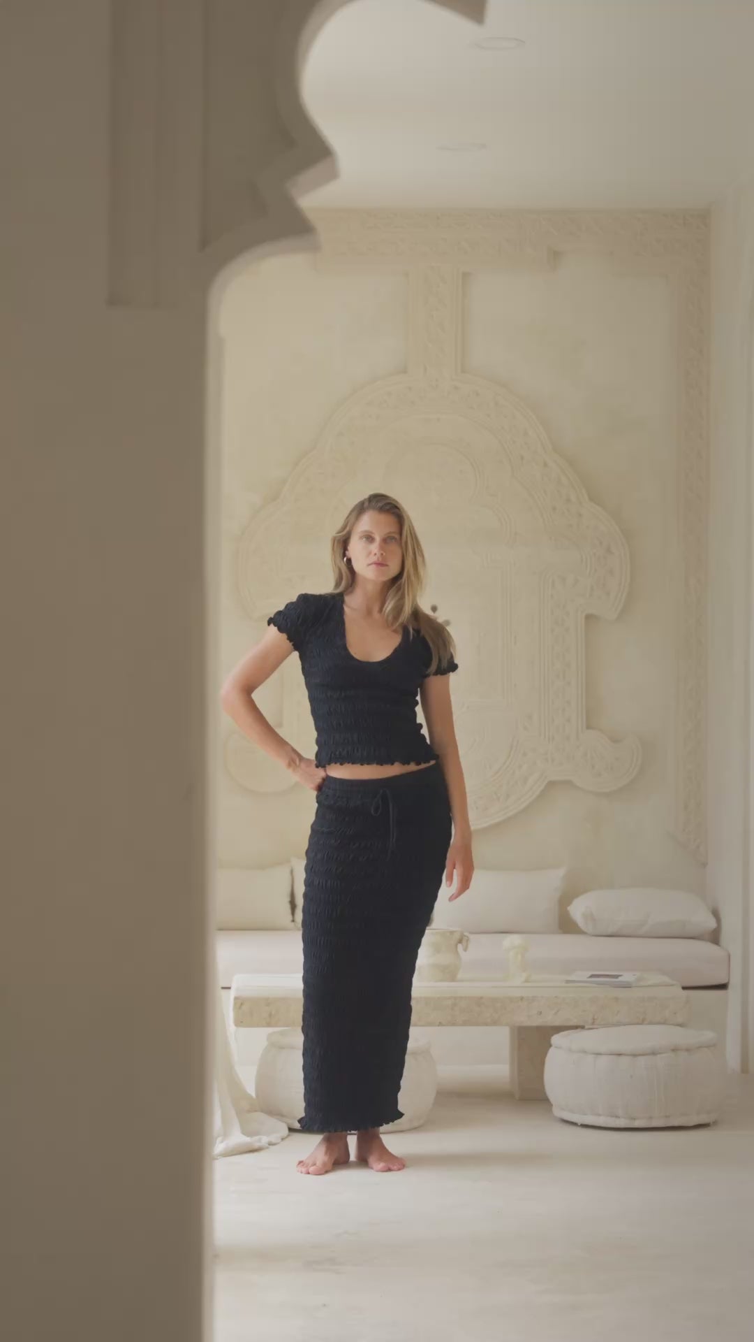 Load video: Evermore Maxi Skirt Midnight