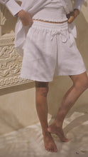 Load and play video in Gallery viewer, Harper Oversized Linen Shirt White
