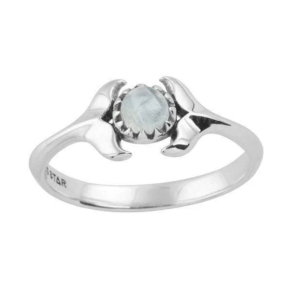 Dolphins Embrace Moonstone Ring