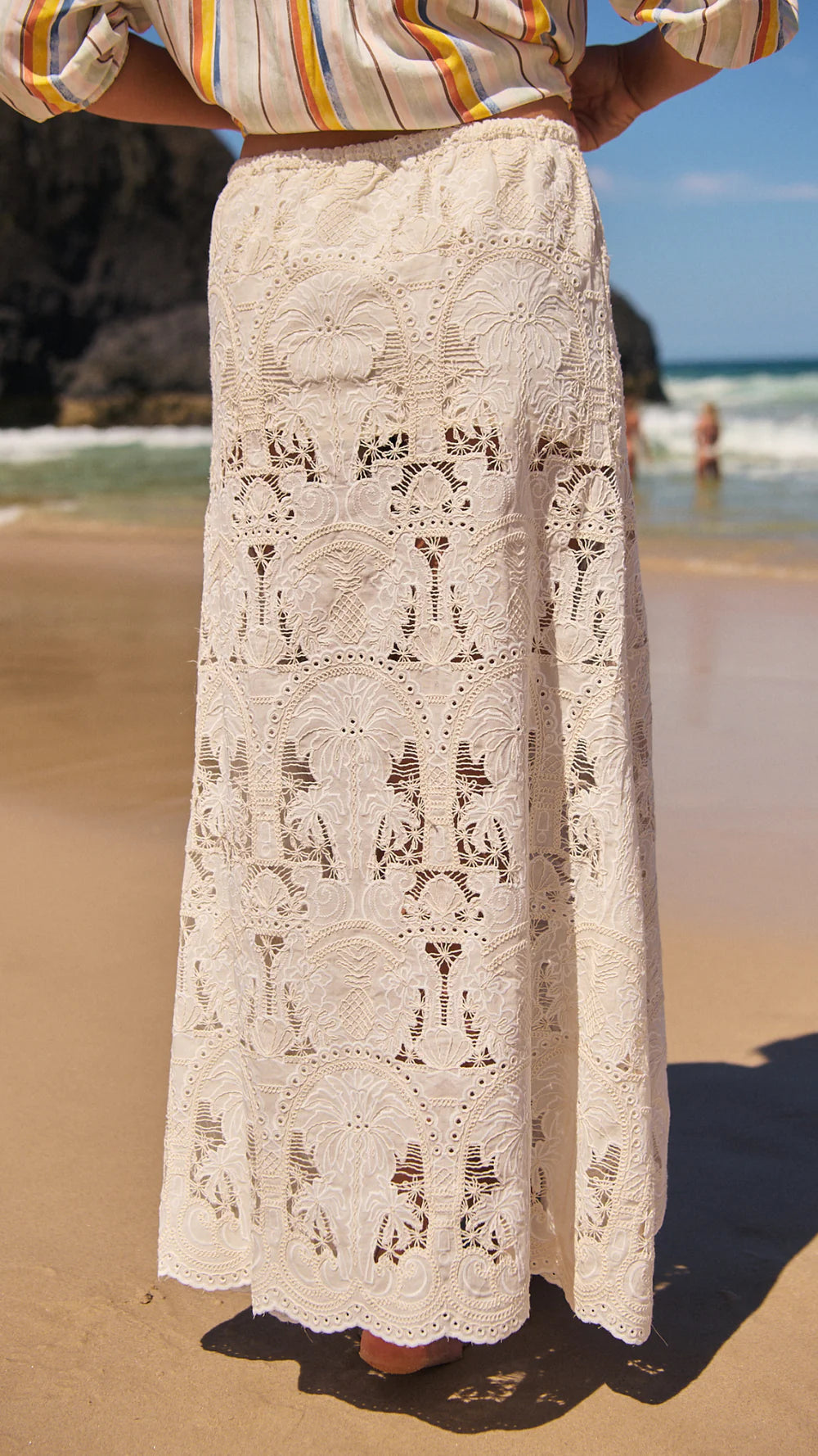 Golden Palms Lace Maxi Skirt