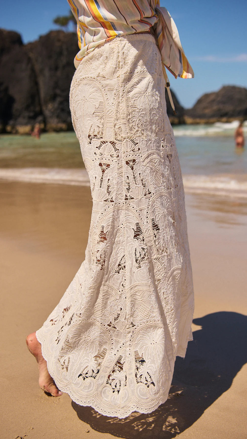 Golden Palms Lace Maxi Skirt