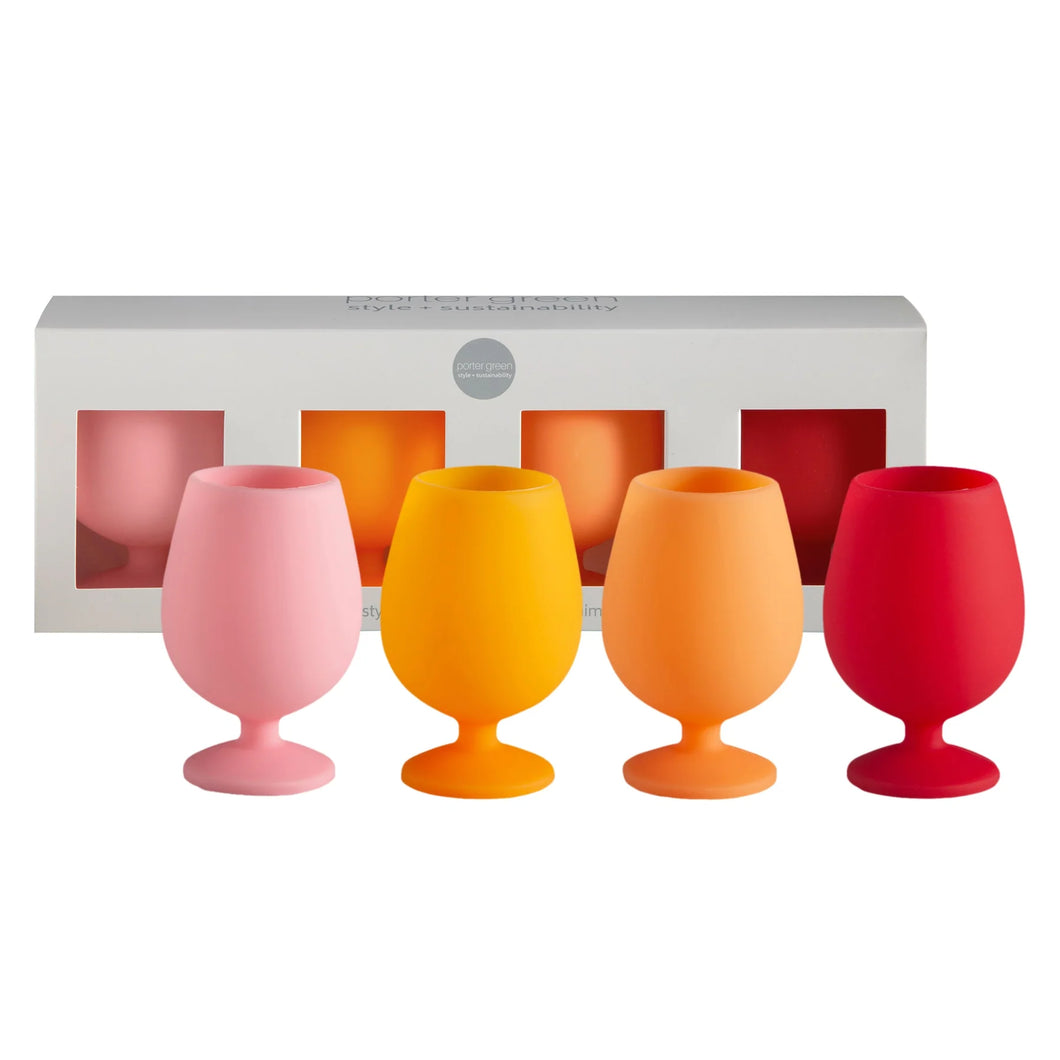 Sunset Stemm Silicone Wine Glasses Set 4