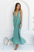 Load image into Gallery viewer, Temple Backless Maxi Dress Sea Green

