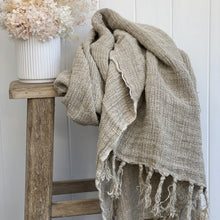 Load image into Gallery viewer, Natural-Mesh Stonewashed Throw 100% Linen
