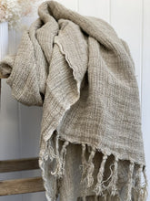 Load image into Gallery viewer, Natural-Mesh Stonewashed Throw 100% Linen
