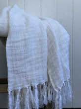 Load image into Gallery viewer, Audrey Throw Optic White Mesh Stonewashed Heavy 100% Linen
