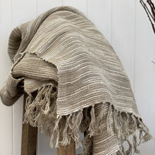 Load image into Gallery viewer, Oriel Ombre Linen Throw  Natural &amp; White
