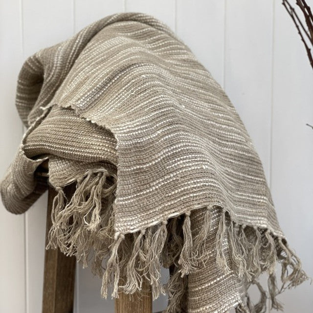 Oriel Ombre Linen Throw  Natural & White