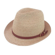 Hand Woven Raffia Straw Fedora Hat Natural
