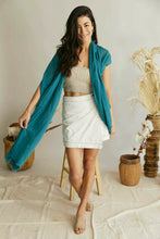 Load image into Gallery viewer, French Riviera 100% Cotton Scarf Teal 2m x 1m
