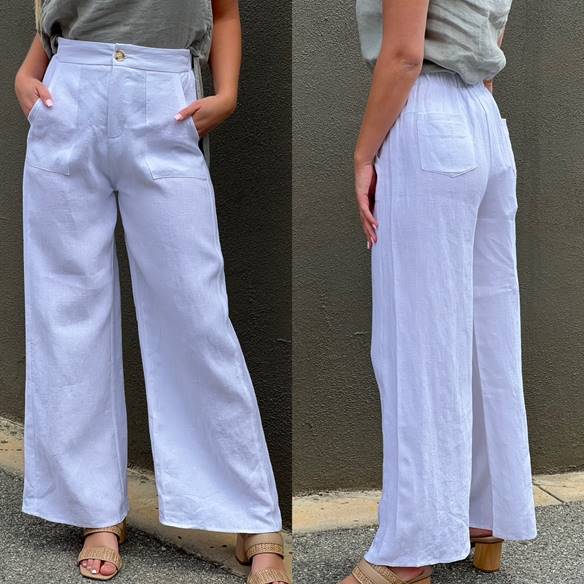 Jude Pant Linen White - Desert to Ocean