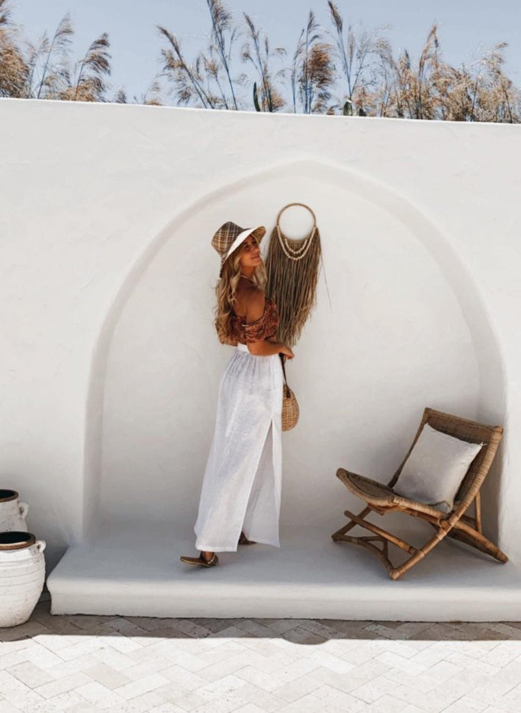 Tidal Linen Skirt White