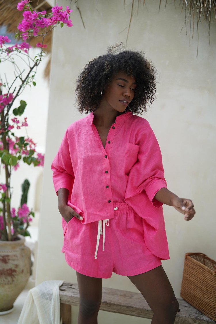 Claudia Linen Shirt Raspberry