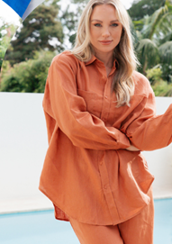 Linen Flair Shirt Mocha - Desert to Ocean