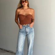 Wide Leg Crop Jean Light Blue