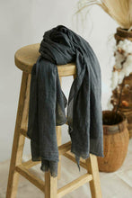 Load image into Gallery viewer, French Riviera 100% Cotton Scarf Charcoal Grey 2m x 1m
