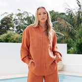 Linen Flair Shirt Mocha - Desert to Ocean