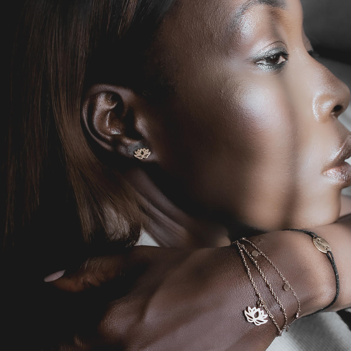 Lotus Charm Ball Chain Bracelet